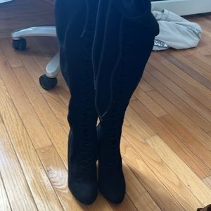 Tall black lace up boots size 6